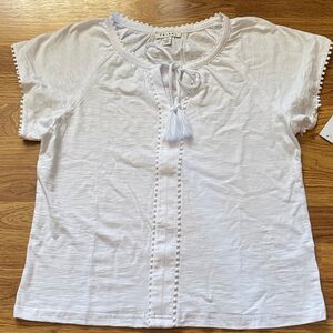 Tribal White Tassel Accent Blouse